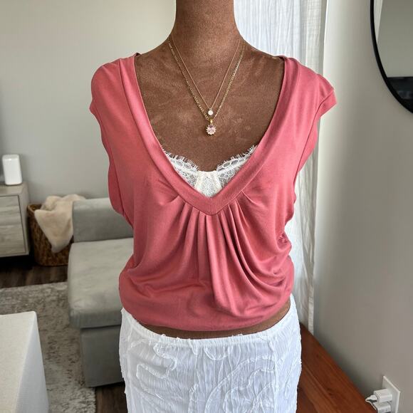 New York & Company Tops - 2000s New York & Company Ruched Draped Blouse Jersey Knit Soft Size Medium